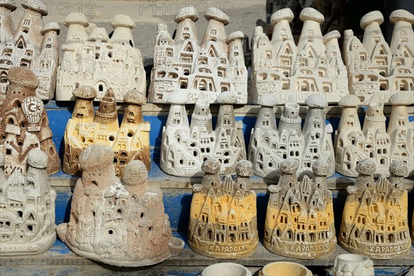 Souvenir stand with replicas of the rock dwellings