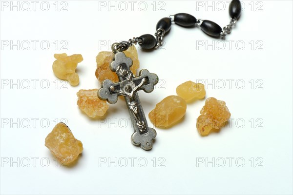 Crucifix and incense resin