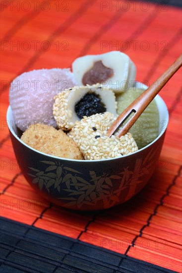 Different Mochi in bowl