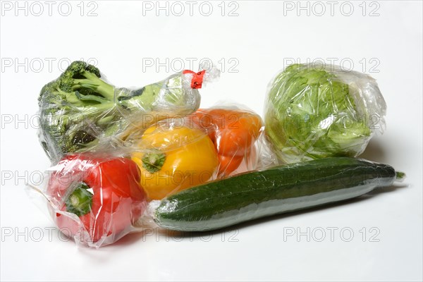 Vegetables in plastic packaging