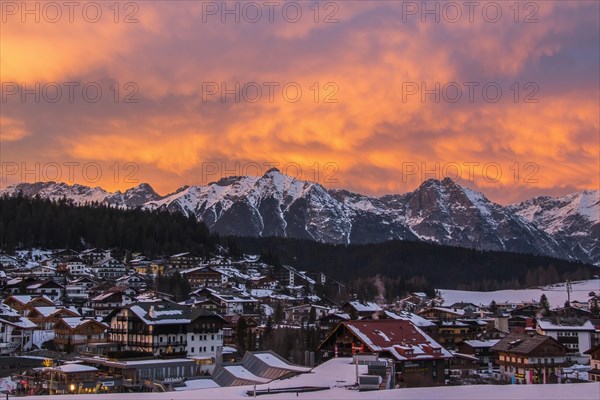 Village view Seefeld in Tyrol with Wetterstein mountains