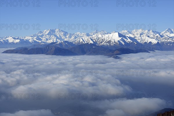 Monte Rosa massif rises above sea of clouds