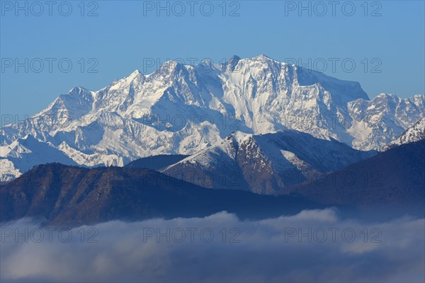 Monte Rosa massif rises above sea of clouds