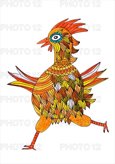 Running colorful chicken