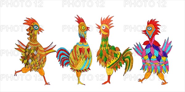 Four chickens