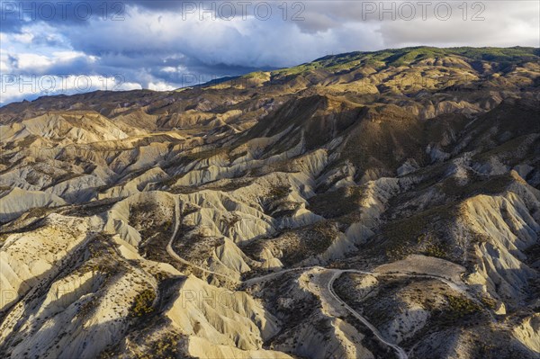 Bare ridges of eroded sandstone in the Tabernas Desert