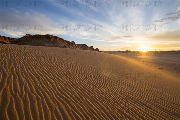 Sanddunes at sunset near the UNesco sight Ounianga lakes