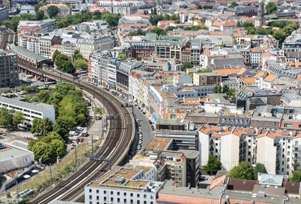 View of tracks with S-Bahn station Hackescher Markt