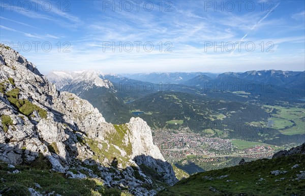 View of Isar valley with village Mittenwald