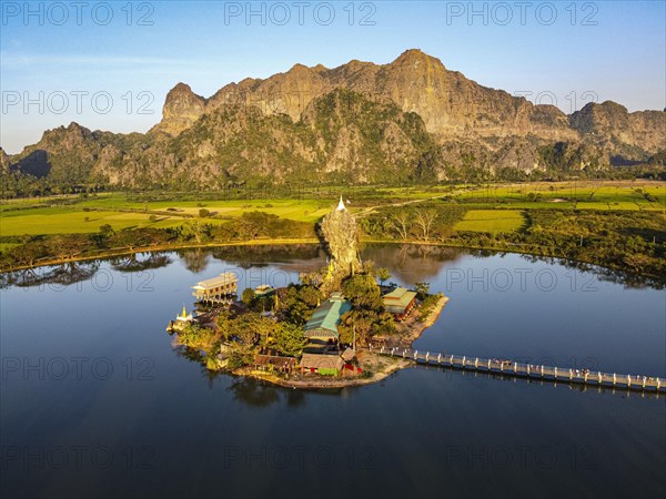 Aerial of the Kyauk Kalap pagoda