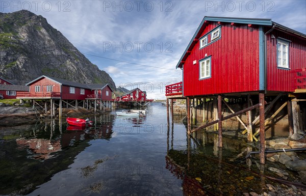 Traditional red stilt houses