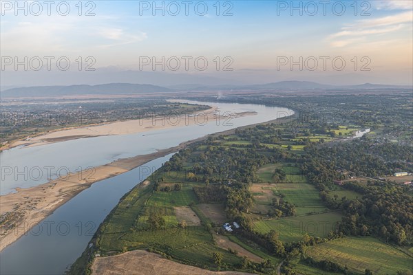 Aerial of the Irrawaddy river in Myitkyina