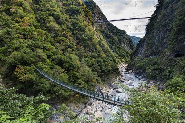 Hanging bridge in the Taroko gorge
