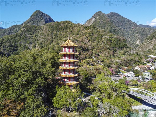 Aerial of Tianfeng Pagoda and Tianxiang recreational area