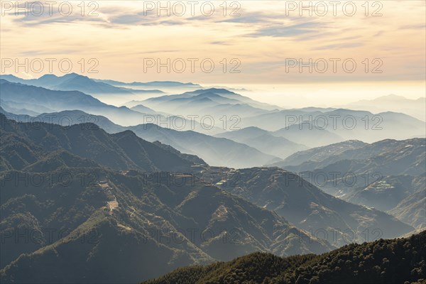 Hazy picturesque highlands of Nantou County