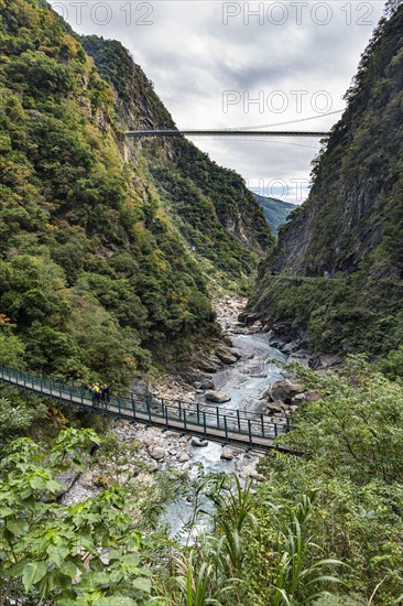 Hanging bridge in the Taroko gorge