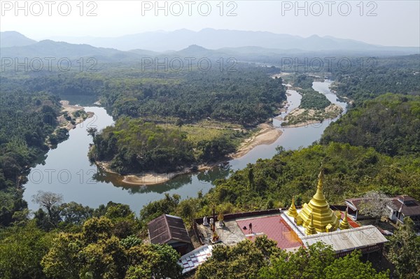 Aerial of the Shwemawdaw Paya and the Ye river