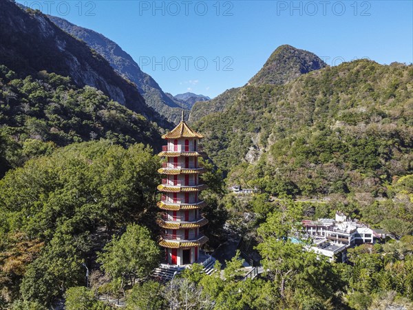 Aerial of Tianfeng Pagoda and Tianxiang recreational area