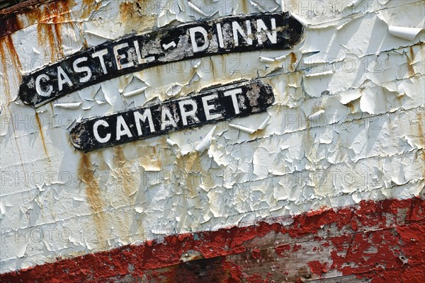 Shipwreck ship graveyard in the port of Camaret-sur-Mer on the Crozon peninsula