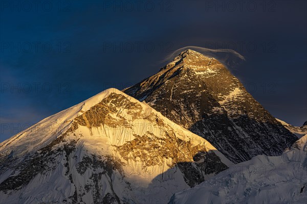 View from Kala Patthar in the evening light on Mount Everest