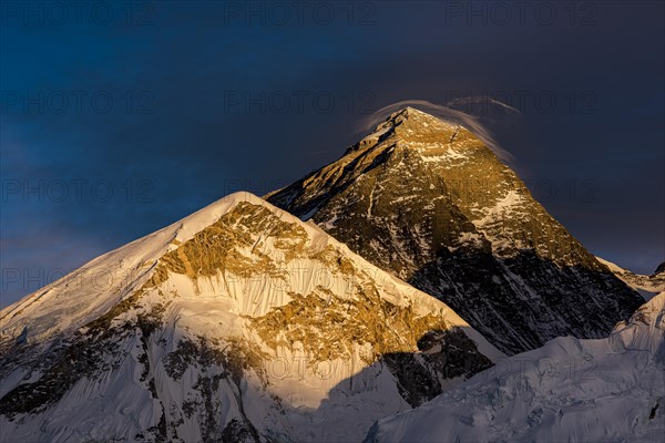 View from Kala Patthar in the evening light on Mount Everest