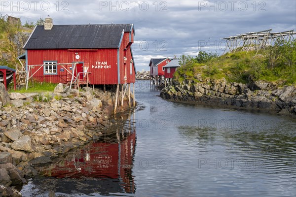 Traditional red stilt houses