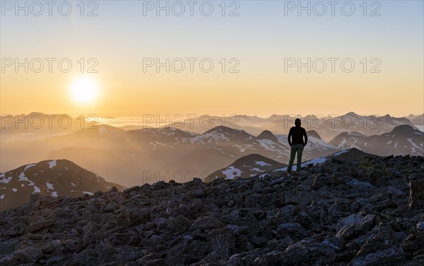 Hiker enjoying the evening mood