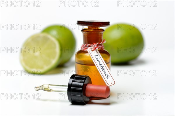 Lime oil in vial with pipette
