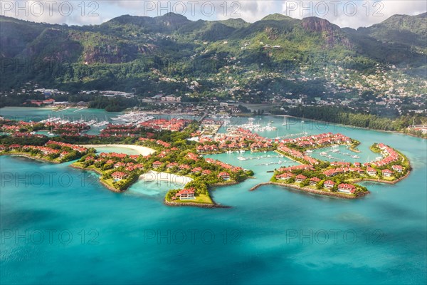Eden Island beach paradise sea ocean aerial aerial view bird's eye view on Mahe
