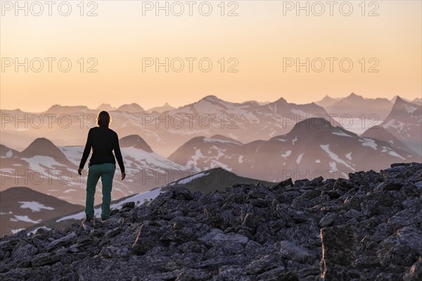 Hiker enjoying the evening mood