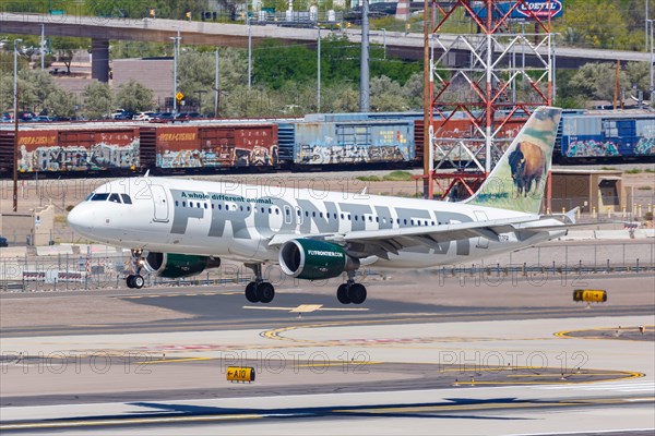 Airbus A320 aircraft of Frontier Airlines with registration N207FR at Phoenix Airport