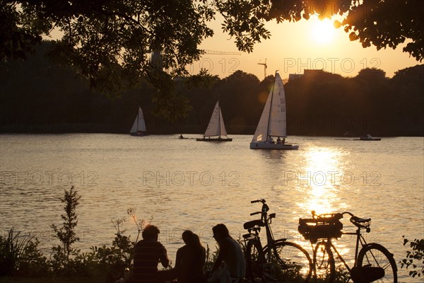 Sunset on the lake Alster