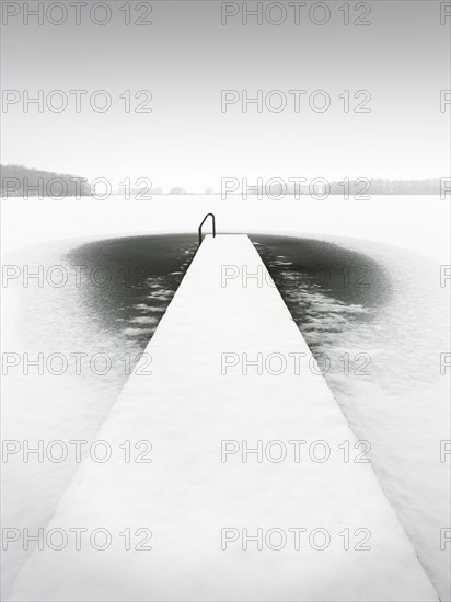 Schumellensee with jetty and ladder for swimming near Boitzenburg