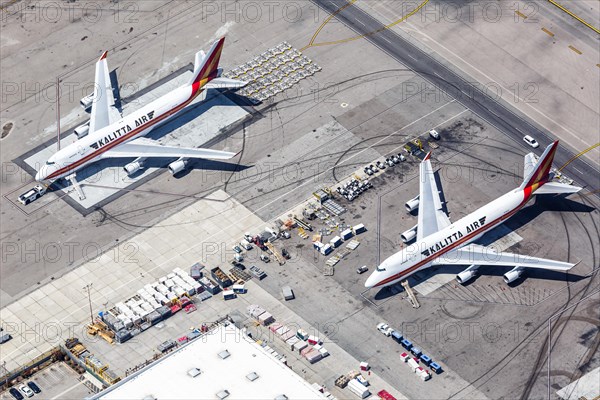 Boeing 747-400BCF aircraft of Kalitta Air with registration N708CK at Los Angeles Airport
