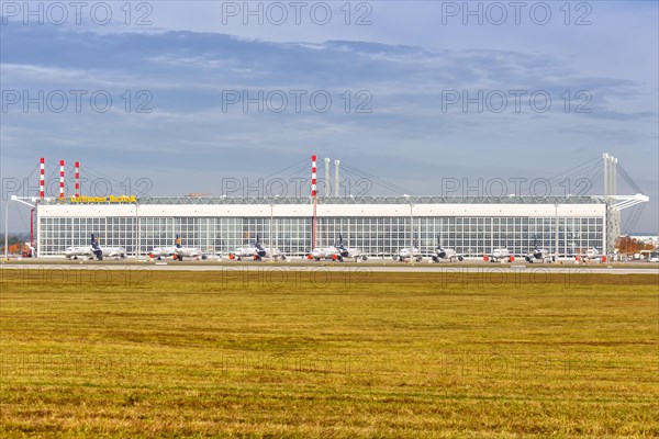 Parked Lufthansa Aircraft Coronavirus Corona Virus COVID-19 at Munich Airport