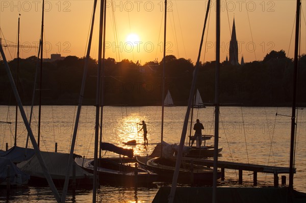 Sunset on the lake Alster