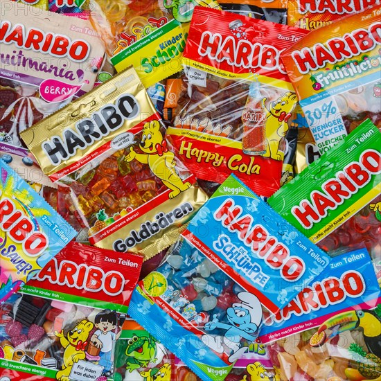 Haribo gummy bears different varieties wallpaper square