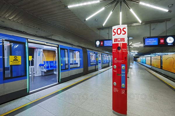 SOS pillar in the underground station Garching-Forschungszentrum