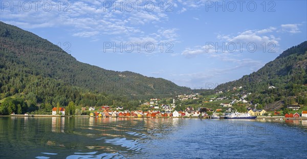 Colourful houses at the Lustrafjord