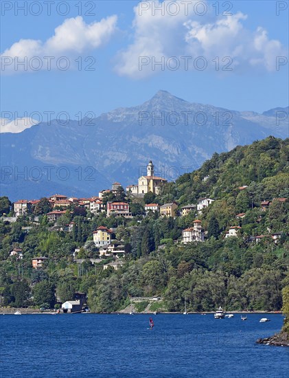 The town Pino sulla Sponda del Lago Maggiore and peak Pizzo di Vogorno