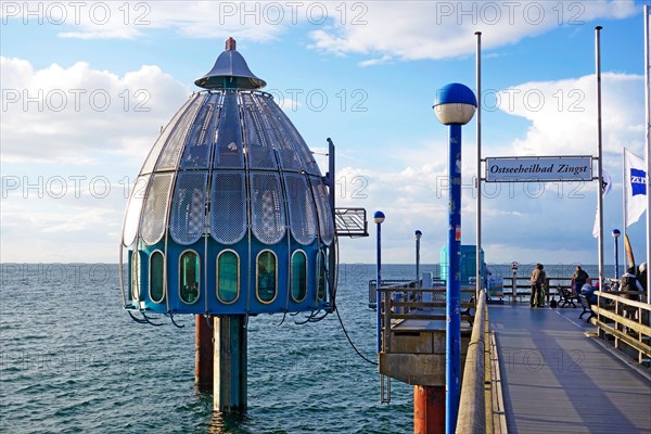 Pier and diving gondola in the Baltic Sea spa Zingst