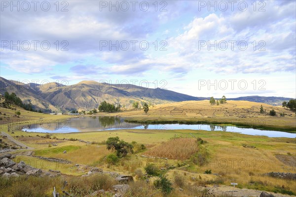 Landscape Laguna Pumaqucha at the Inca ruins of Inti Watana