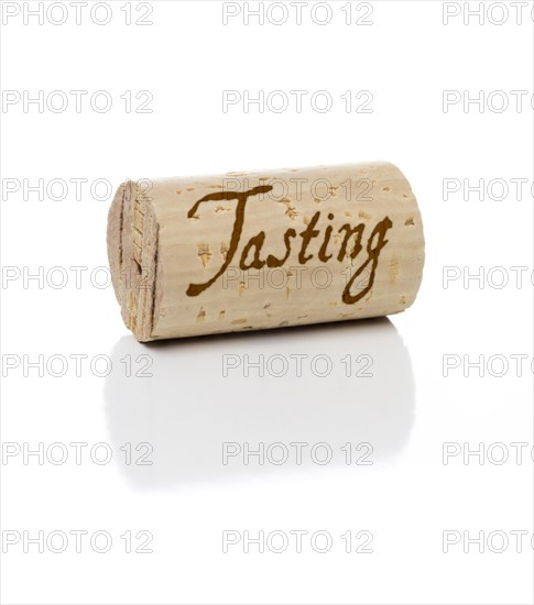 Tasting branded wine cork isolated on a white background