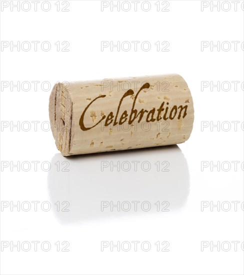 Celebration branded wine cork isolated on a white background