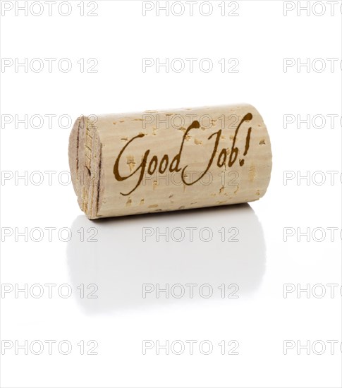 Good job branded wine cork isolated on a white background