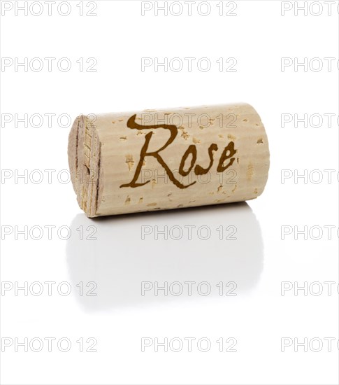 Rose branded wine cork isolated on white background