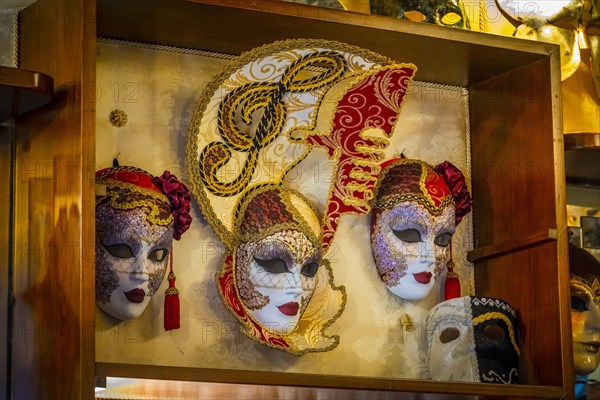 Venetian carnival masks in a shop window