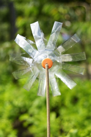 Bird scarer constucted from plastic bottle