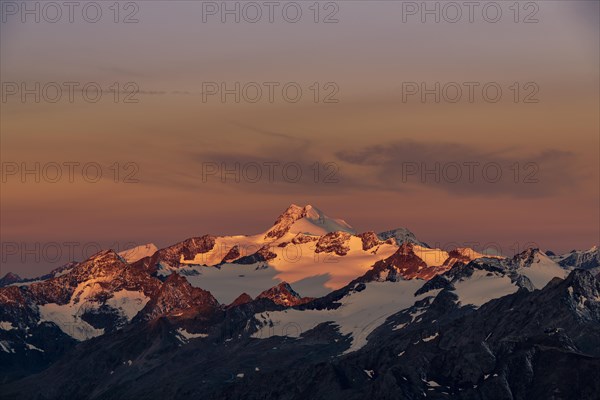 Sunrise over summit of Oetztaler Wildspitze