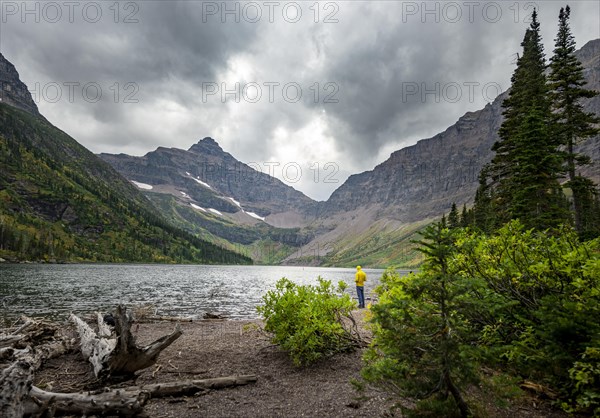 Hikers at Upper Two Medicine Lake